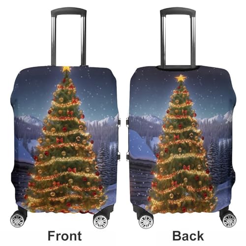Xmas Tree Luggage Cover, Elastic Luggage Protector Fits 19-32in Suitcases, Washable & Anti-Scratch Suitcase Cover for Men Women S3