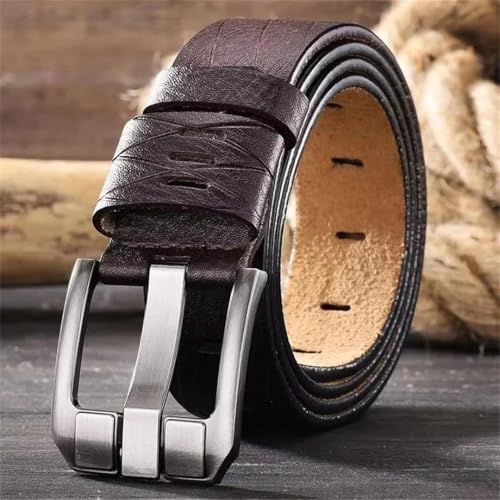 Men’S 3.8Cm Genuine Leather Belt Luxury Vintage Metal Pin Buckle Solid Casual Jeans Designer Strap2