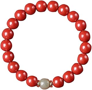 Traje de pulsera fuzhu, Rosario Buddhis, cuentas de rosar, pulsera Natura Cinnaba Fen Shu Bracele Crysta Cinnaba Suerte Beade Bracele Birt Yea Talisma fo Wome Wealt Goo Luc Prosperidad(B+sapphir 10mm)