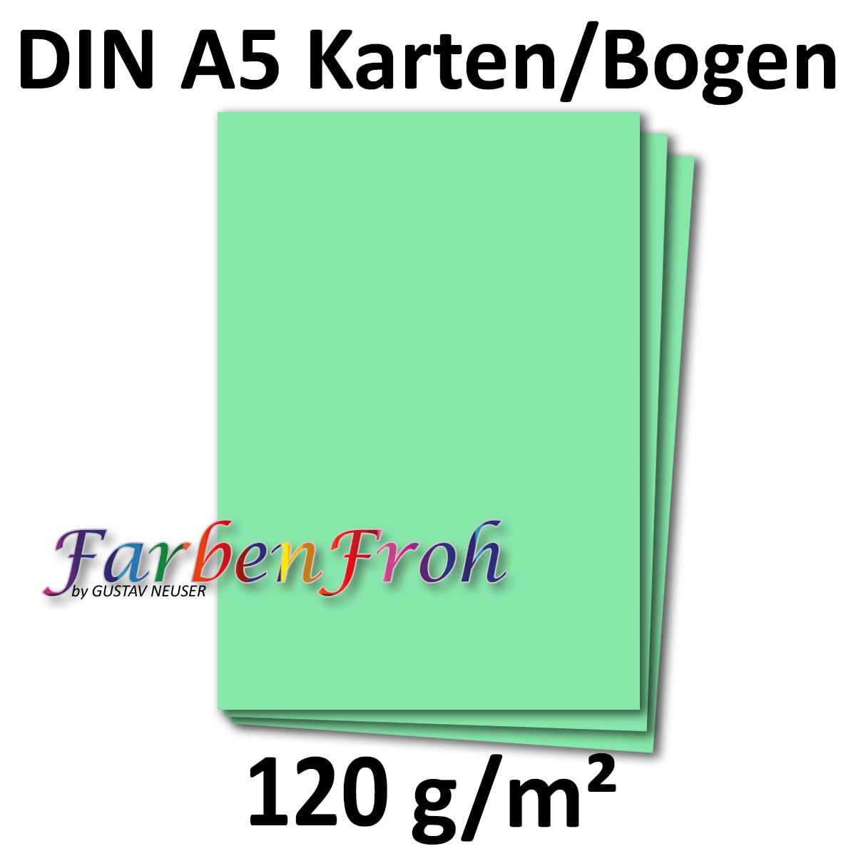 50 sheets DIN A5 paper - mint green - 120gr - 14.8 x 21cm - craft paper, construction paper, writing paper - by GUSTAV NEUSER - Image 2