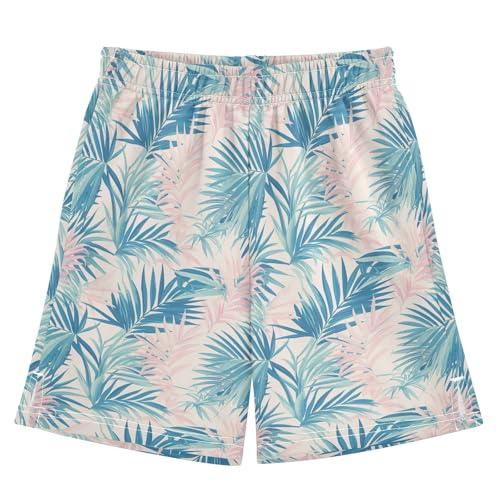 JUNZAN Turquoise Tropical Boys Shorts with Pockets Light Weight Gym Short Pants Kids Kids Basketball Shorts Teen