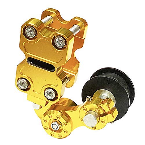 FLKAYJM Universal Motorrad Kettenspanner Aluminum Roller Chain Tensioner Bolt on Bauteilen Kette Adjuster Variomatik & Zubehör für Fahrrad ATV Chopper Dirt Bike Motocross,Golden