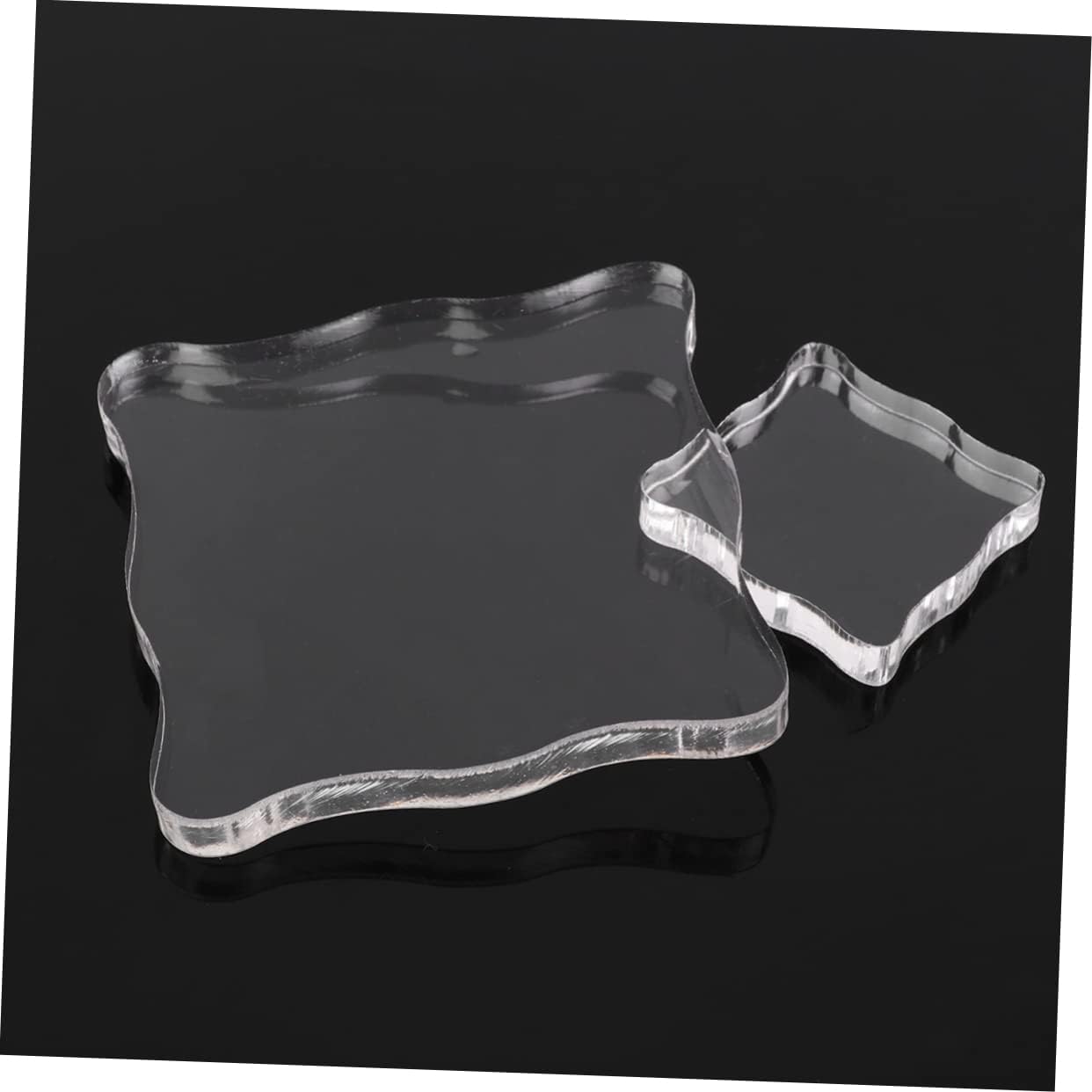 SEWACC 2pcs Acrylic Stamping Blocks Square Lace Stamp Plate for Aesthetic Journaling Stencils Scrapbooking DIY Crafts