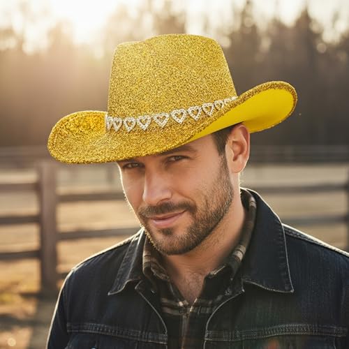 Sombrero de vaquera con brillos y rhinestones para adultos miniatura 5