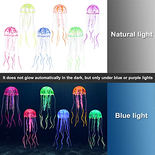 Image of Lpraer 6 Pack Glow Jellyfish Floating Fish Tank Decorations Glowing Effect Silicone Simulation Jellyfish Ornament Aquarium Decorations (6 Colors)