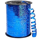 PartyWoo Blue Ribbon, 500 Yard Curling Ribbon for Crafts, Balloon Ribbon, Iridescent Crimped Ribbon,