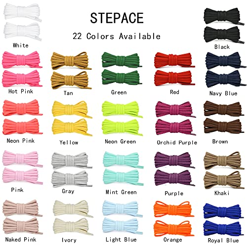 Stepace [2 Pairs Half Round Shoe Laces 1/4" Width 30"-60" Length 18 Color Oval Shoelaces Navy Blue 54"(137 Cm) #TOP6