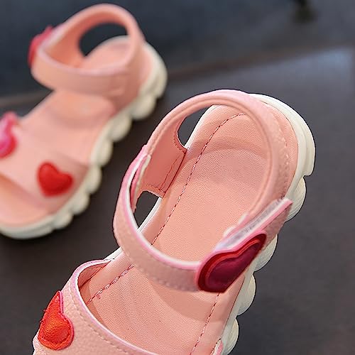 Girls Love Print Open Toe Girl Princess Sandals Easy To Put On and Take Off Soft Bottom Non Sandals Kids Girls Size 133