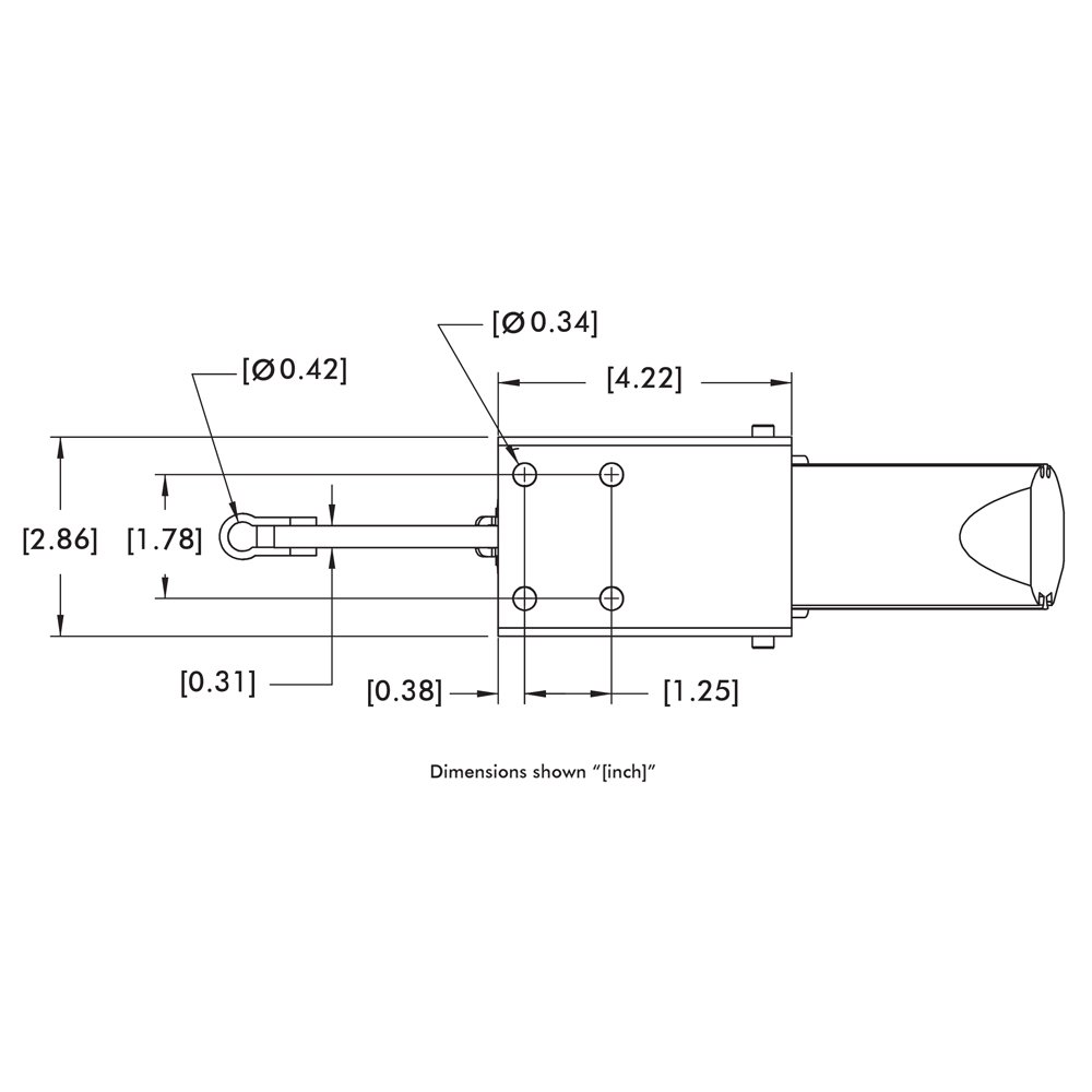 DE-STA-CO 810-S Pneumatic Hold-Down Clamp with Solid Bar, 750 lb Hold Capacity