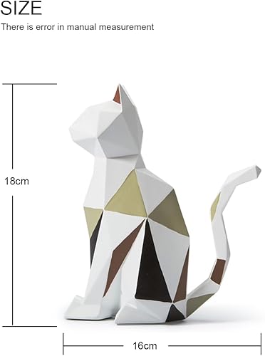 Miniatura 5 de HAUCOZE Estatua de escultura de gato, figuras geométricas de regalos, decoración de arte moderno, poliresina, 7.3 pulgadas