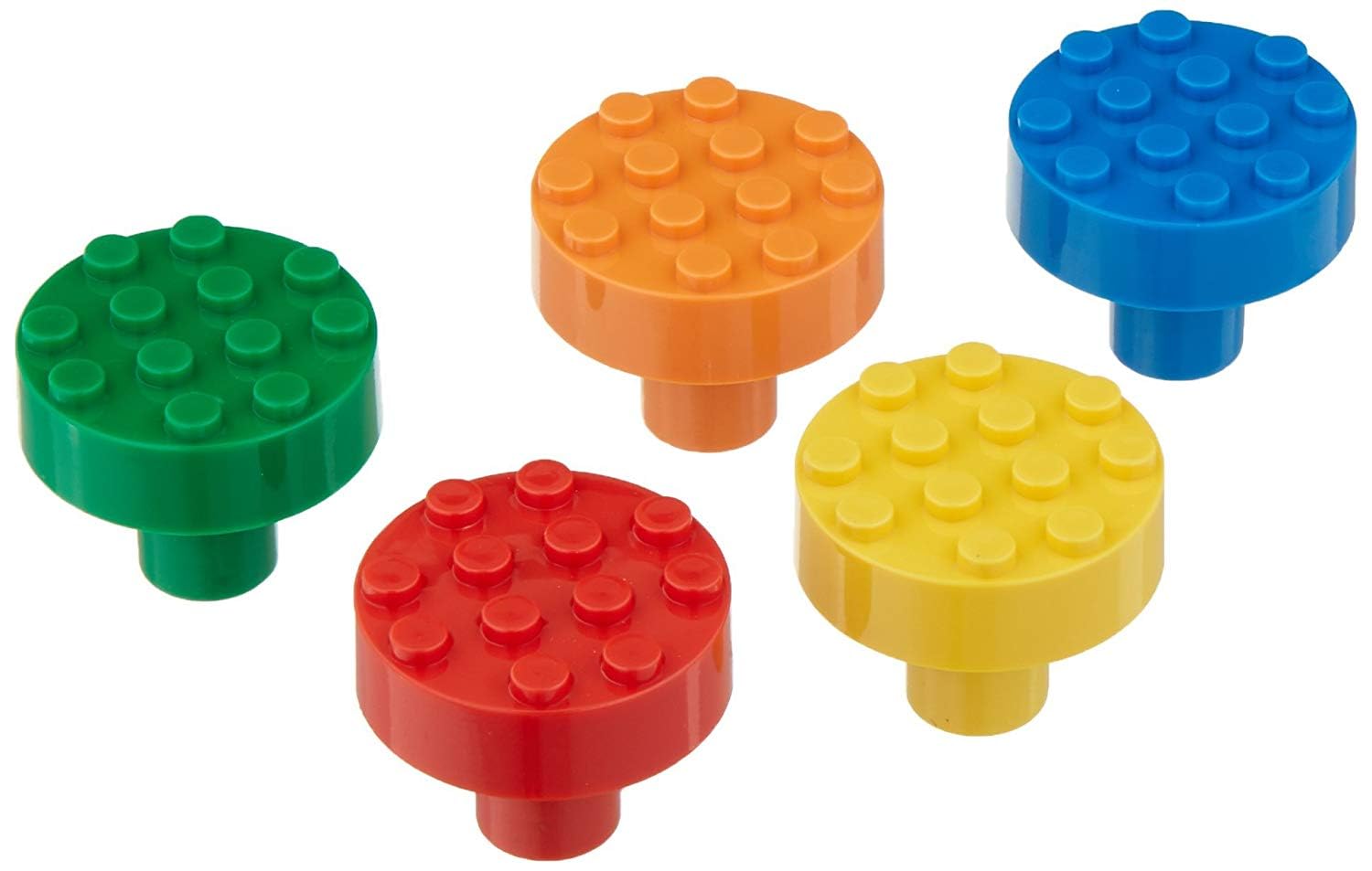 Set of 5 Build-On Brick Knobs (Assorted)