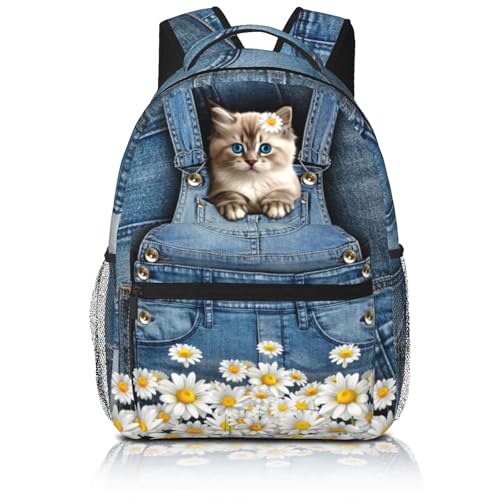 Cute Cats Backpack For Teen Girls Boys,Canvas Animals Bookbags For Schools Kids Backpacks For Girls In Preschool Kindergarten Elementary School Kawaii School Backpacks
