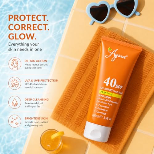 Image of Aysun Sunscreen Aqua Gel SPF 40 For Oily, Dry, Acne-prone Skin | Ultra Lightweight Texture I Non-Greasy I No White Cast | Broad Spectrum Protection & Blue Light Protection | For Men & Women (100 g)