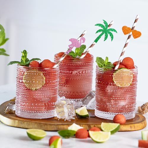 Pitillos de papel dorado rosa para fiesta hawaiana x24 miniatura 4