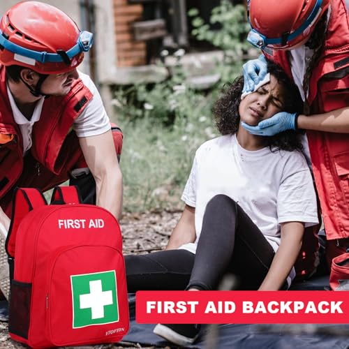 Mochila de primeros auxilios vacía, bolsa de emergencia roja para hogar y montaña 2