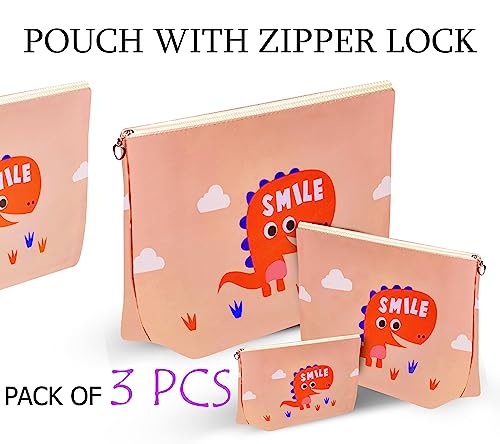 Image of FunBlast Smile Pouch Case - Pack of 3 Pcs Pouch with Zipper Lock Pouch, Stationary Organizer Case, Travel Accessories Pouch Bag, Cosmetic Organizer, Travel Purse, Handbag (Multicolor)