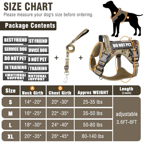 Tactical Dog Harness and Leash Set for Large Dogs,Heavy Duty No Pull Service Dog Vest and 10 Patches with Dog Seat Belt,Reflective Adjustable Pet Harness for Training Walking Hiking Camo L - Image 6