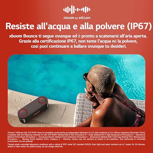 Lg Xboom Bounce By Will.I.Am, Speaker Bluetooth 40W, Ai Lighting, 30 Ore Di Autonomia, Resistente All'acqua (IP67) - 5