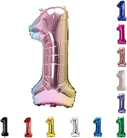 Vista 148 de YPSelected Globo de aluminio grande de 32 pulgadas con número de helio, cumpleaños, boda, fiesta, 0-9 (azul bebé, 2)