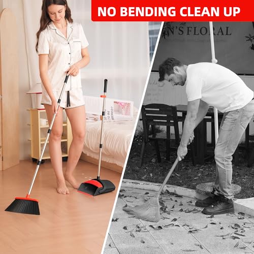 Broom and Dustpan Set House Brooms for Sweeping Indoor Broom with Dust Pan Combo Set for Home Office Kitchen Lobby Floor Pet Hair Indoor&Outdoor Cleaning - Image 5
