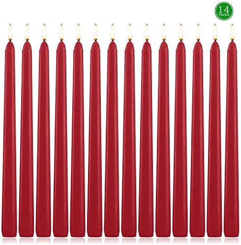 Amzwax 14 Taper Candles,Unscented Dinner Candle 10” for Holiday Parties Decorations, Wedding and Romantic Dinner Receptions (Burgundy)