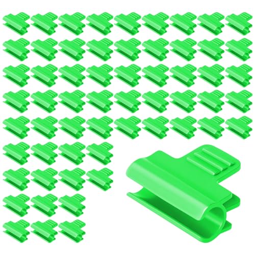 OFFCUP 60 Stück Gewächshaus Klemmen Grün Gewächshausfolien Clips 11mm Kunststofffolien Clips Netz Tunnel Hoop Clips Pflanzenclips für Reihenabdeckung Netz Gewächshäuser Schuppen Unterstände