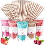 Misskandy®-Candy Floss Sugar Pack (5 * 160g) (strawberry, apple, marshmallow, cola, raspberry) Use in Cotton Candy Maker +20 Sticks of 28cm