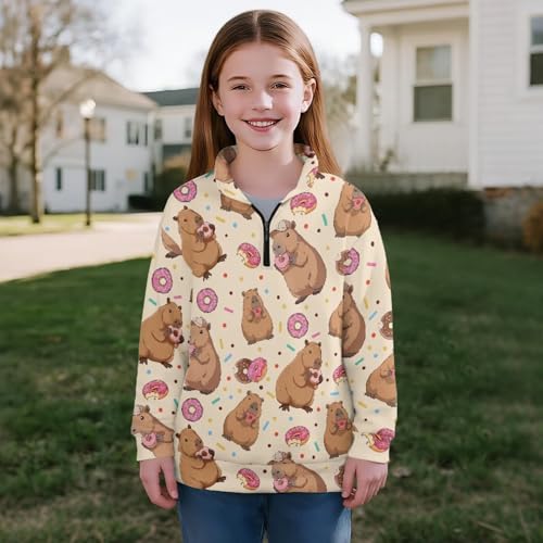 Girls 1/4 Zip Up Sweatshirts Casual Pullover Top Stand Collar Long Sleeve Sweatshirt for Teen Girls4