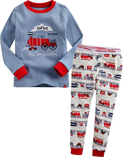 Vaenait Baby Kids Boy Long Sleeve Cotton Sleepwear Pajamas 2Pcs Set Toot Toot Train 3T/M #TOP18