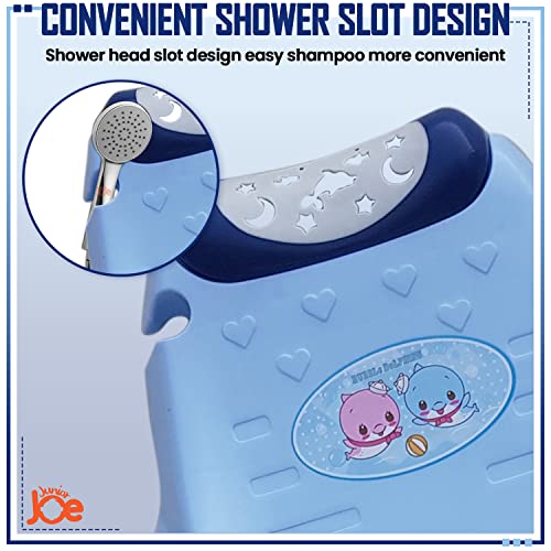 Image of JUNIOR JOE Children Shampoo Chair for 2-8 Year Old Bathing Seat Perfect Kids Hair Washing Station (Blue)