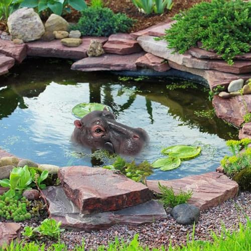Tête d'hippopotame flottante en résine imperméable et réaliste - 4