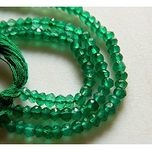 Onyx vert facetté 3mm perles rondelles en pierre naturelle 13.5 pouces
