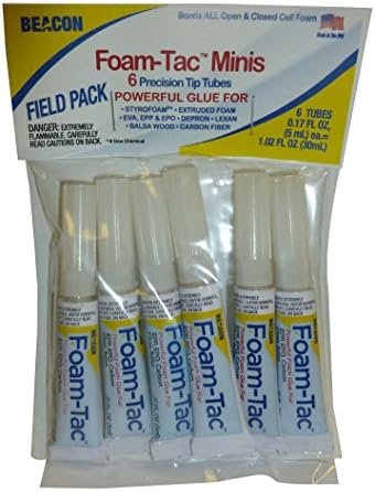 Foam-Tac Powerful Glue - Fast-Drying, Waterproof, Ideal for Foam, Plastics, Balsa Wood, and Carbon Fiber - Perfect for RC Builders, 6 Tube Bag, 1-Pack
