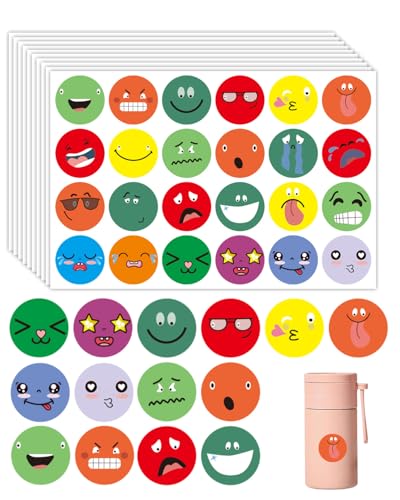 HZAOPZE 1200 pcs Gommette Smiley,gommettes enfant,gommettes autocollantes,Enfant Autocollant Sticker,Élèves pour Tableau de Récompenses Comportement...