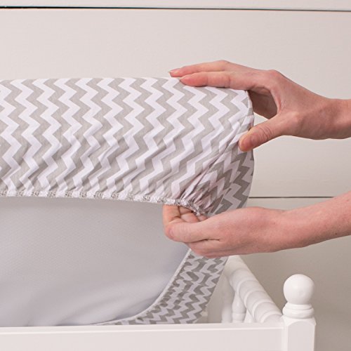 Ziggy Baby Changing Pad Cover, Cradle Bassinet Sheets Jersey Cotton (2 Pack) (Grey/White)
