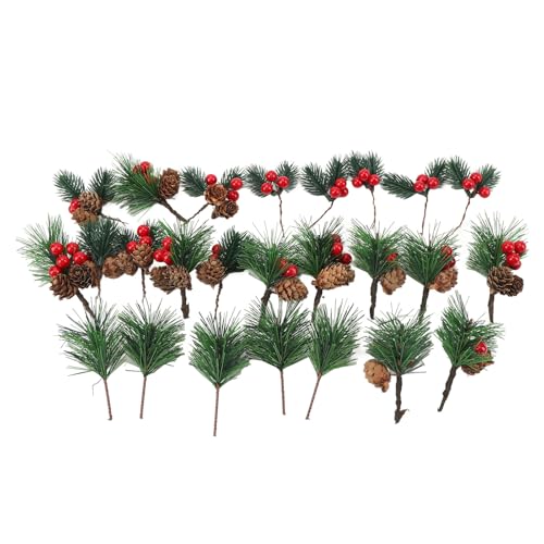 Akozon Set di 25 Plettri Multifunzionali per Ramoscelli di Pino Artificiale con Bacche Decorative e Pigne