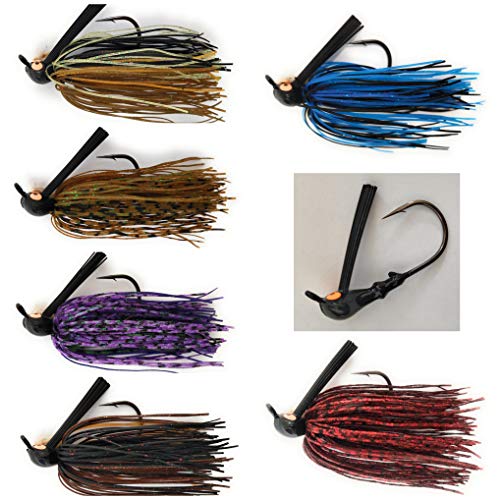 image for Wtrees No.5 Bass Jigs for Bass Fishing Pack Bulk Set Kit Flipping Jigs
