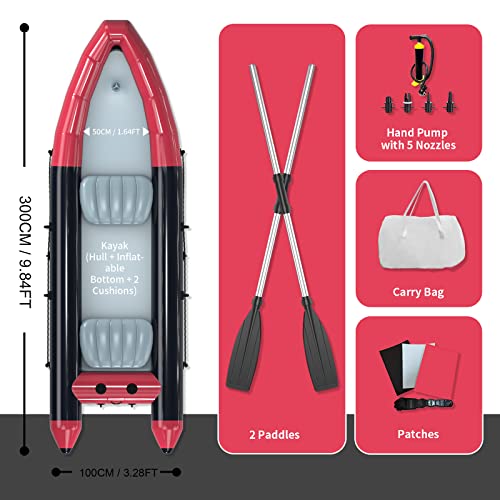 Azxrhwygs 10 Ft Dinghy Boats, 2 Persons Inflatable Boat Fishing Kayak Raft Sport Boat For Adults With Paddles Air Pump Carry Bag #TOP4