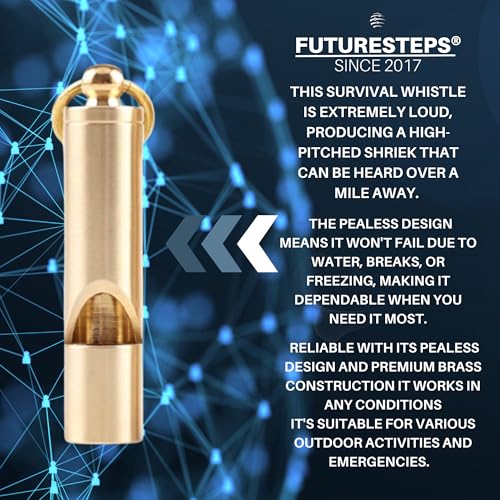 Futuresteps 2343754587 Loudest Brass Whistle Best Premium Emergency Whistle 125Db+ One Piece Outdoor Survival Whistle thumb #2