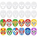 Sosation 72 Pcs Color Your Own Lucha Libre Masks Papel Picado Party DIY Blank Paper Mexican Luchador Masks with Ropes Graffiti Craft for Mexican Traditional Fiesta Birthday Party Favors