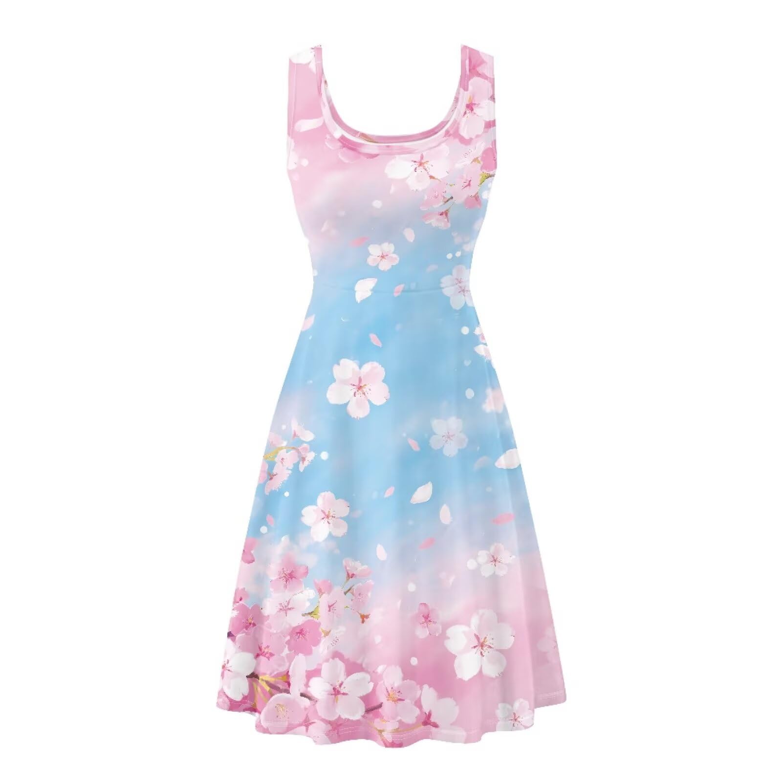 Dreaweet Casual Sleeveless Dresses for Women Girls, Round Neck Tank Dresses with Pockets Summer Sundress Size XS-4XL