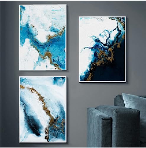 Toile peinture abstraite bleu mer pour illuminer un salon scandinave moderne et chaleureux