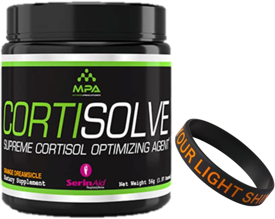 MPA Supps CortiSolve - Supreme Cortisol Optimizing Agent SerinAid Supplements - Bundle with a Motivational Wristband Bracelet to Motivate and Support You - 28 Servings (Orange Dreamsicle)