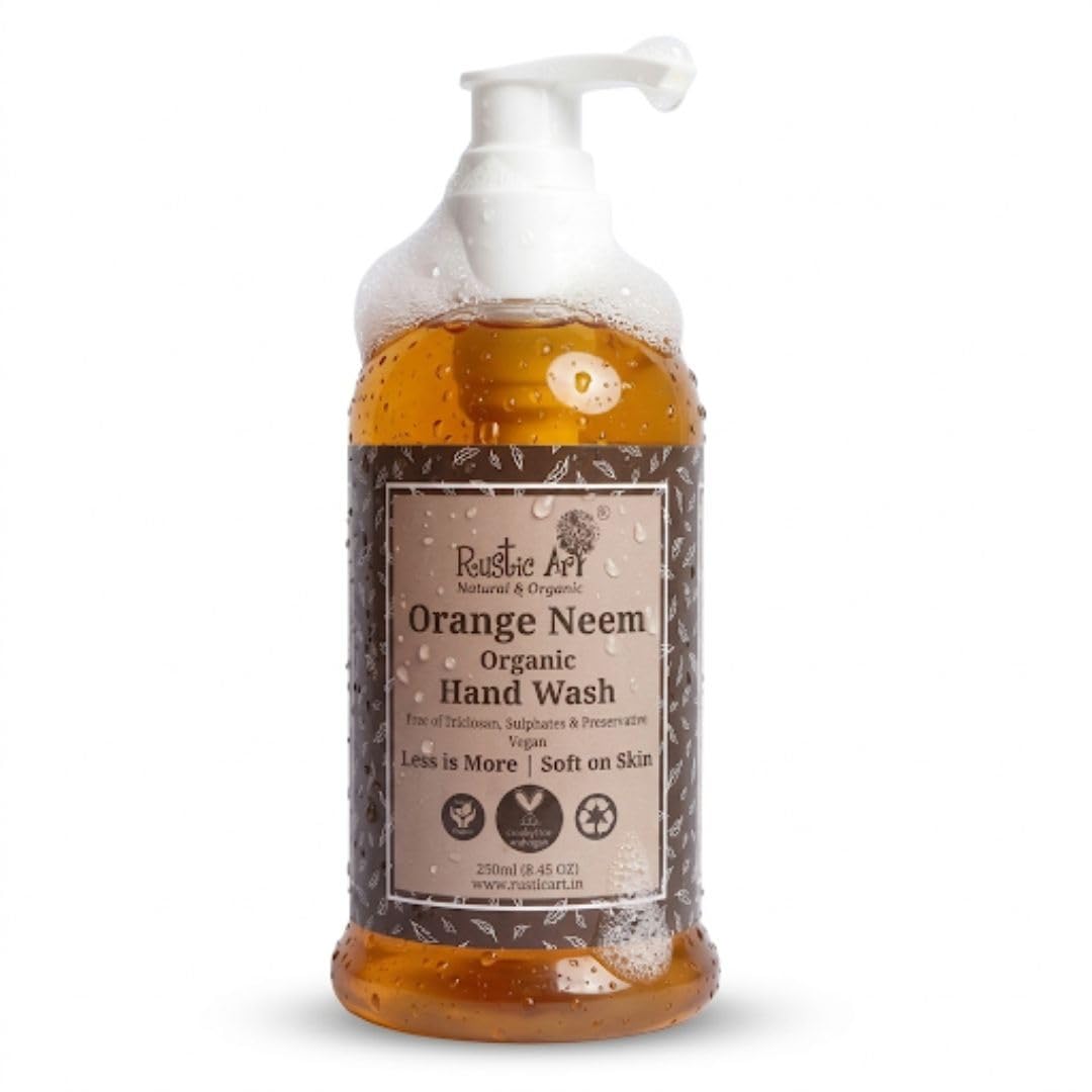 Rustic Art Orange Neem Organic Hand Wash | Natural, Vegan | Non-Drying, Hydrating | 250ml-image-14