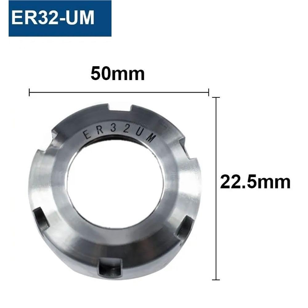 Tuerca de sujeción de pinza metálica tipo ER for fresa, A/M/UM, ER8-ER40, 1 pieza(50mmx22.5mm)