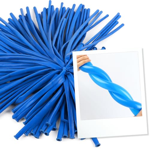 Image of Dark Blue 260 Balloons - Long Balloons for Balloon Arch & Party Decor, 100 | Dark Blue long balloons for balloon arch & string garland decorations, thick latex & easy to inflate, great for birthday