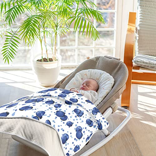 Image of Swaddle Blanket Blueberry Natural Fresh Ripe Tasty Blueberries Cotton Blanket for Infants, Receiving Blanket, Lightweight Soft Swaddling Blanket for Crib, Stroller, Nursery Blankets, 30x40 in