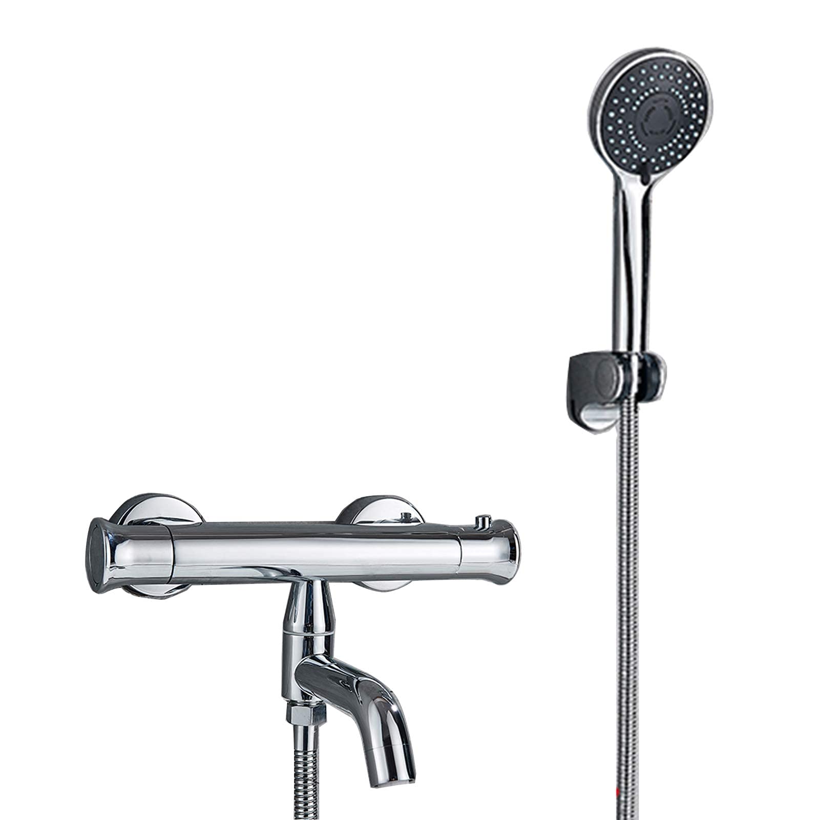 CWCQGH Thermostatic Bathtub Shower Faucets, Wall Mounted Bathtub Faucet with Handheld Shower, Bathroom Hot and Cold Mixer Tap, Shower Faucets Set Chrome