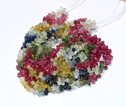 Saphir naturel multicolore facetté en briolette pour haute joaillerie