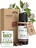 rooted.® Eugenia Caryophyllus - Olio essenziale di foglie di garofano biologico, 10 ml, puro al 100%, olio essenziale per aromaterapia, diffusori, profumi, candele profumate e saponi